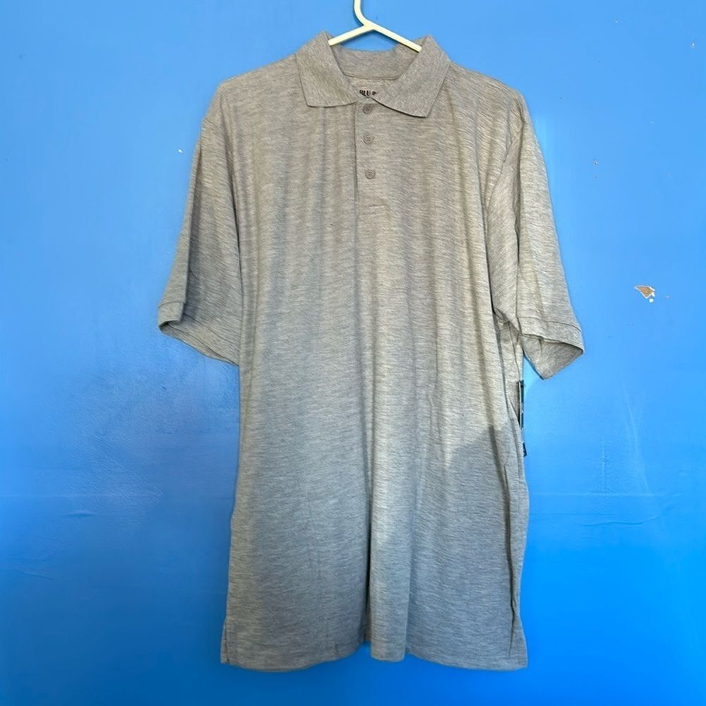 Blu Rock Men's Heather Gray Polo Shirt Short Sleeve Casual Top Size XL